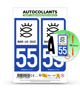 55 Bar-le-Duc - Ville | Autocollant plaque immatriculation®