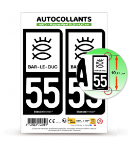 55 Bar-le-Duc - Ville | Autocollant plaque immatriculation®