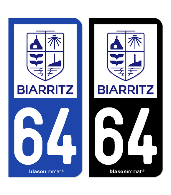 64 Biarritz - Ville | Autocollant plaque immatriculation®