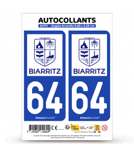 64 Biarritz - Ville | Autocollant plaque immatriculation®