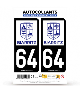 64 Biarritz - Ville | Autocollant plaque immatriculation®