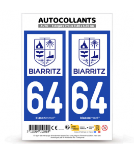 64 Biarritz - Ville | Autocollant plaque immatriculation®
