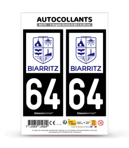 64 Biarritz - Ville | Autocollant plaque immatriculation®