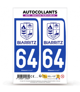64 Biarritz - Ville | Autocollant plaque immatriculation®