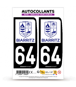 64 Biarritz - Ville | Autocollant plaque immatriculation®