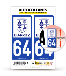 64 Biarritz - Ville | Autocollant plaque immatriculation®