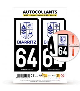 64 Biarritz - Ville | Autocollant plaque immatriculation®