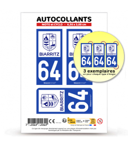 64 Biarritz - Ville | Autocollant plaque immatriculation®