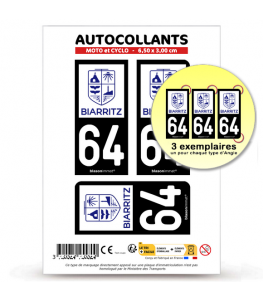 64 Biarritz - Ville | Autocollant plaque immatriculation®