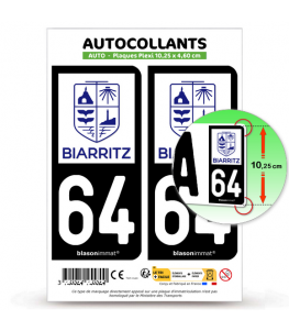 64 Biarritz - Ville | Autocollant plaque immatriculation®