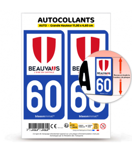 60 Beauvais - Ville | Autocollant plaque immatriculation®