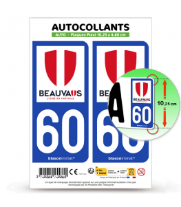 60 Beauvais - Ville | Autocollant plaque immatriculation®