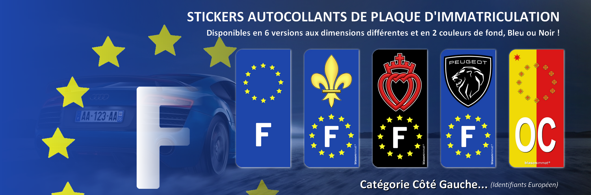 Autocollant et plaque d'immatriculation - Côté Gauche Identifiants Européen